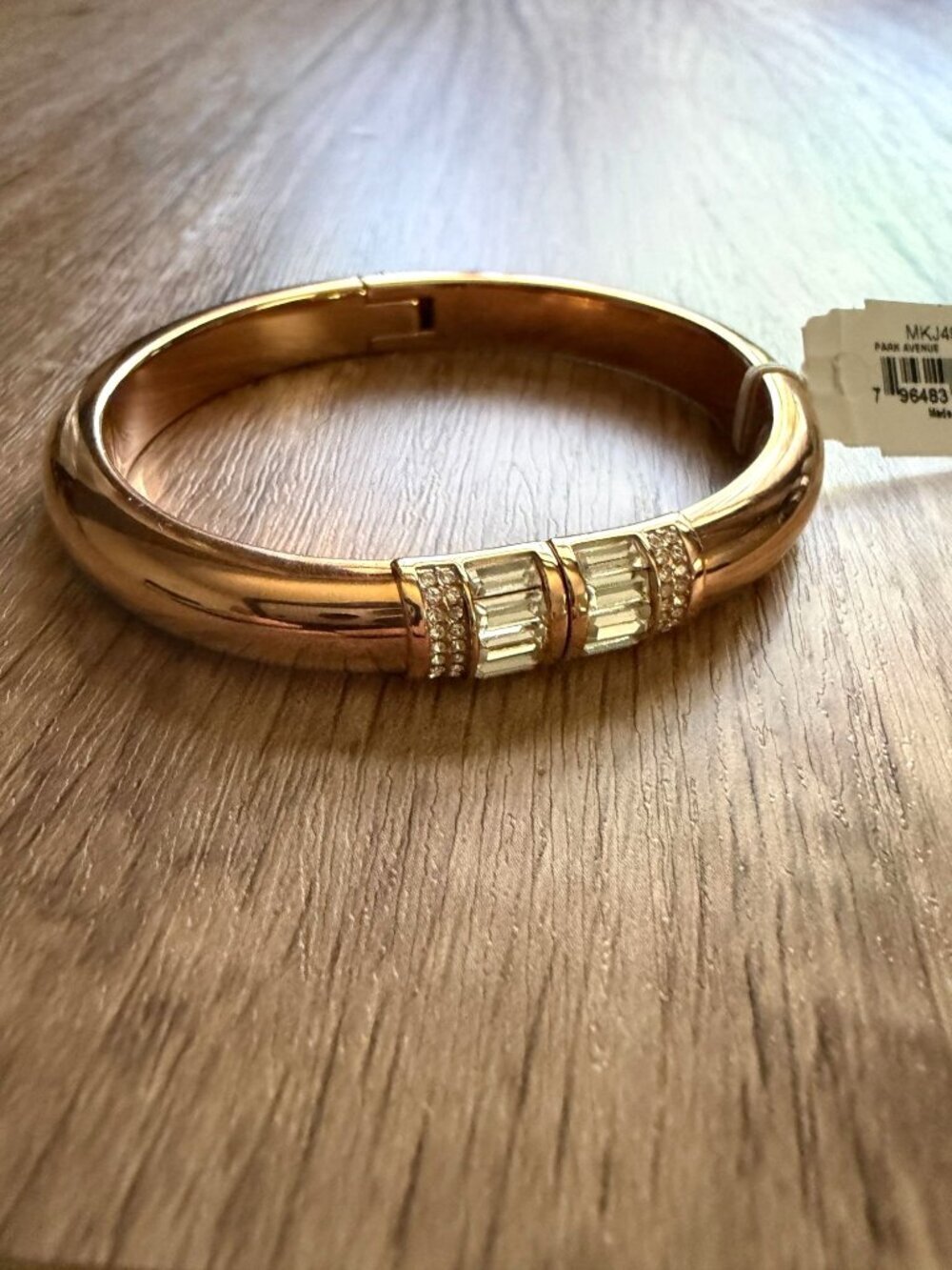 NWT Michael Kors Park Avenue MKJ4922791 Rose Gold Baguette CZ Bangle Bracelet AW
